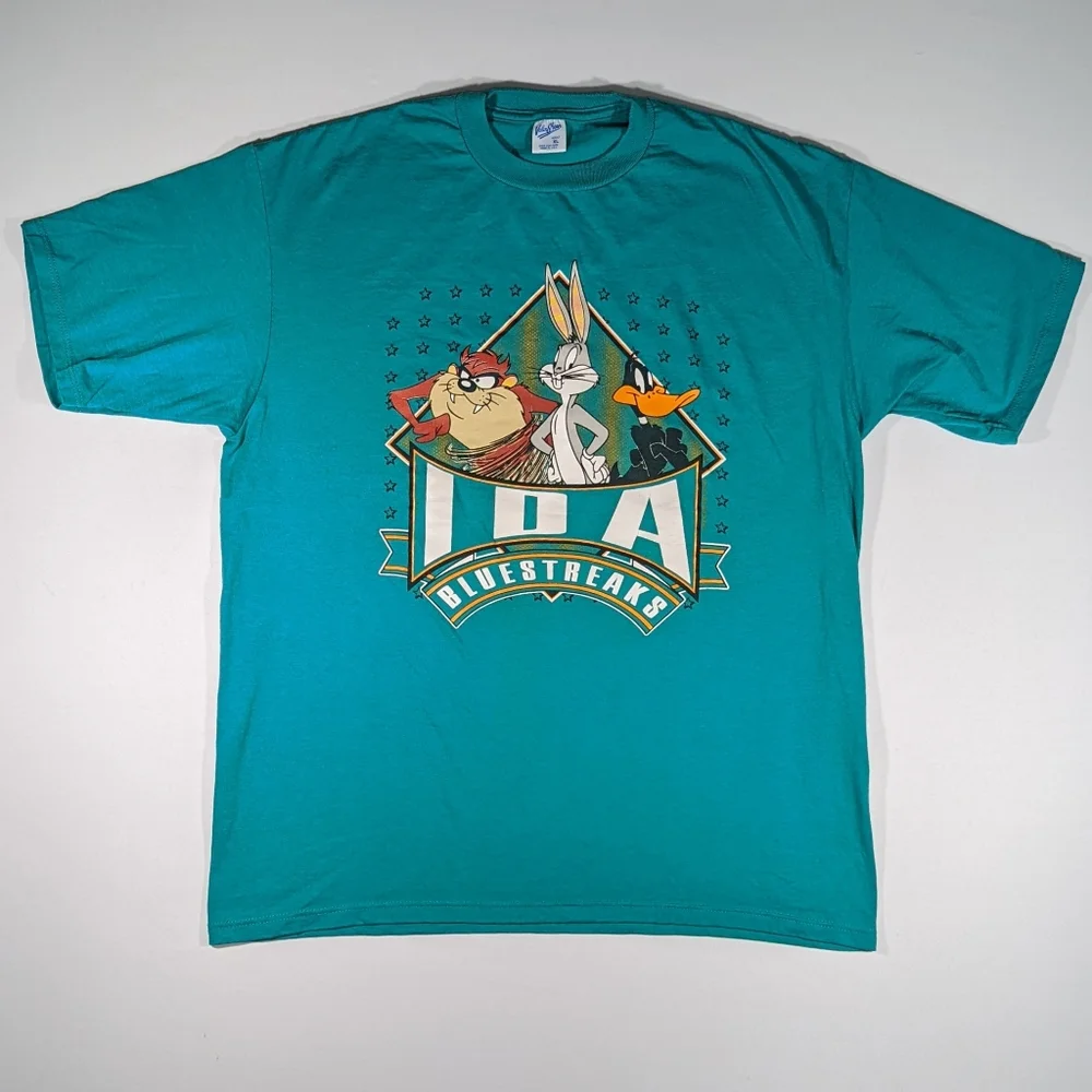 Vtg 1993 Looney Tunes Ida Bluestreaks Highschool Football Sz XL T-shirt - Picture 1 of 6